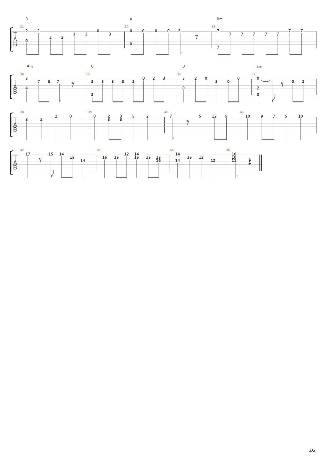 野孩子吉他谱