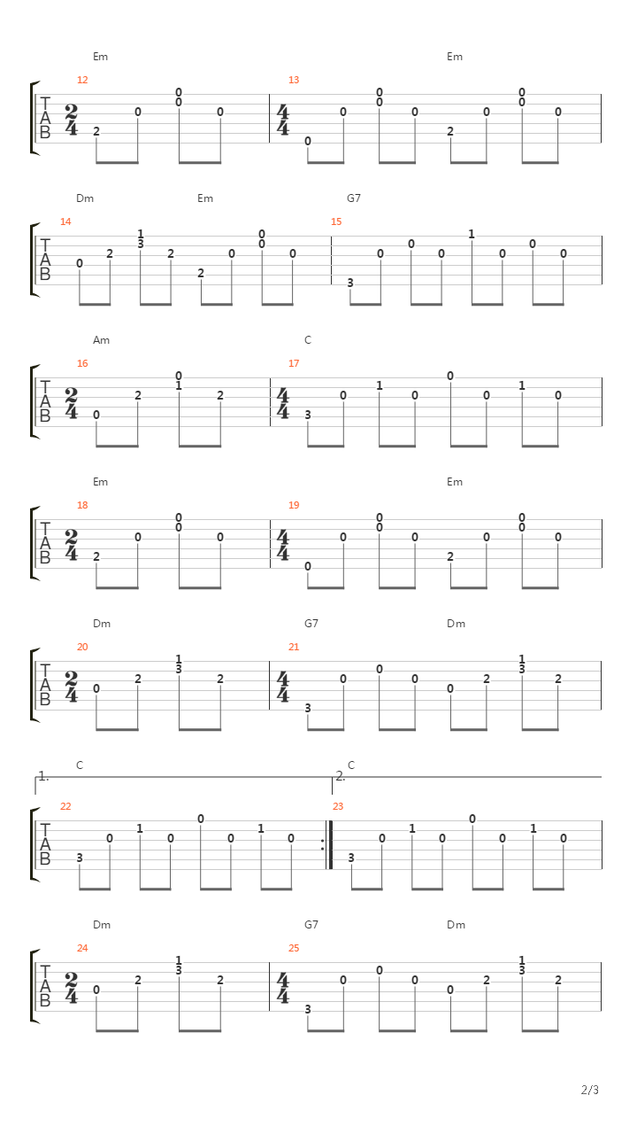 牧羊曲吉他谱