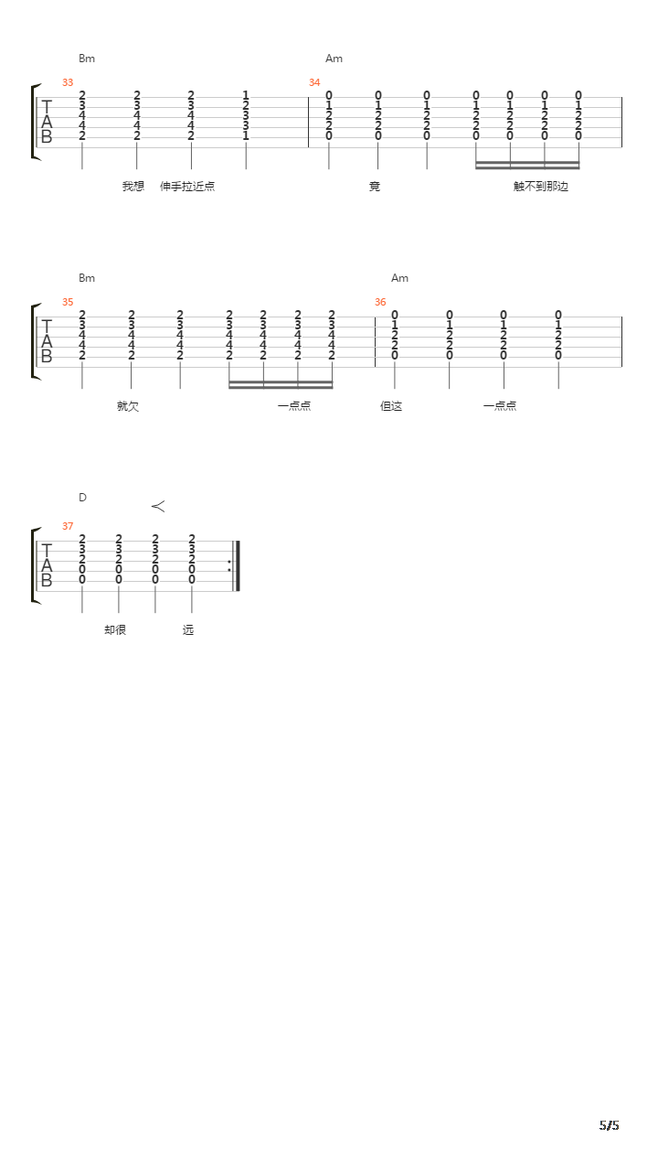 这么近(那么远)吉他谱