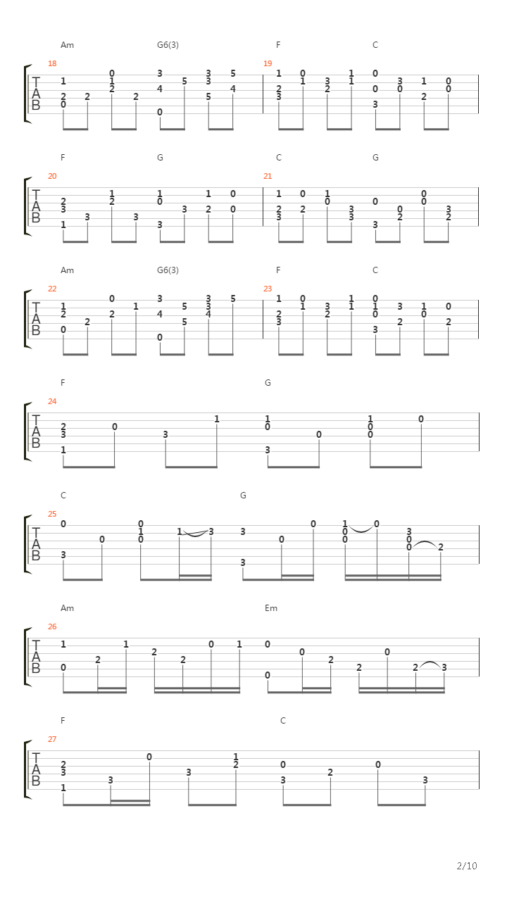 卡农(Canon)吉他谱