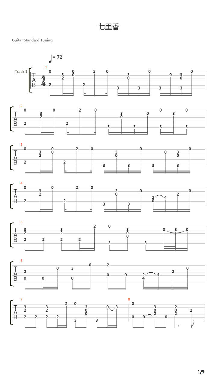 七里香吉他谱