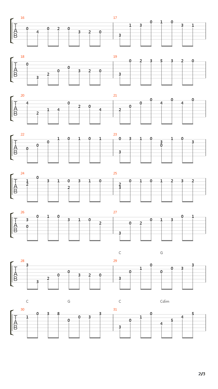 卡尔卡西练习曲 - 01吉他谱