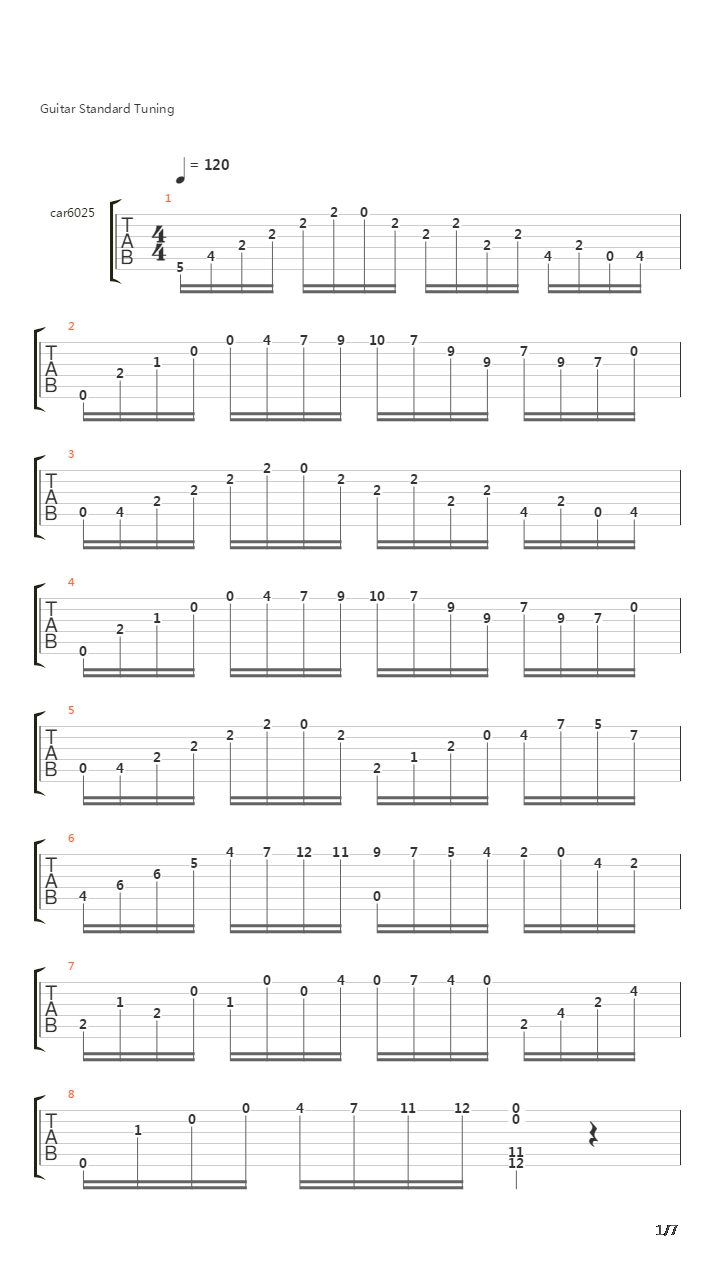 卡尔卡西练习曲 - 25吉他谱