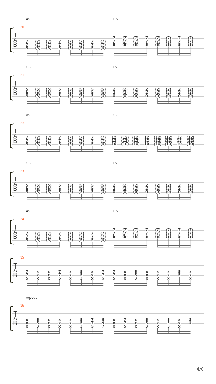 死亡金属练习曲4吉他谱