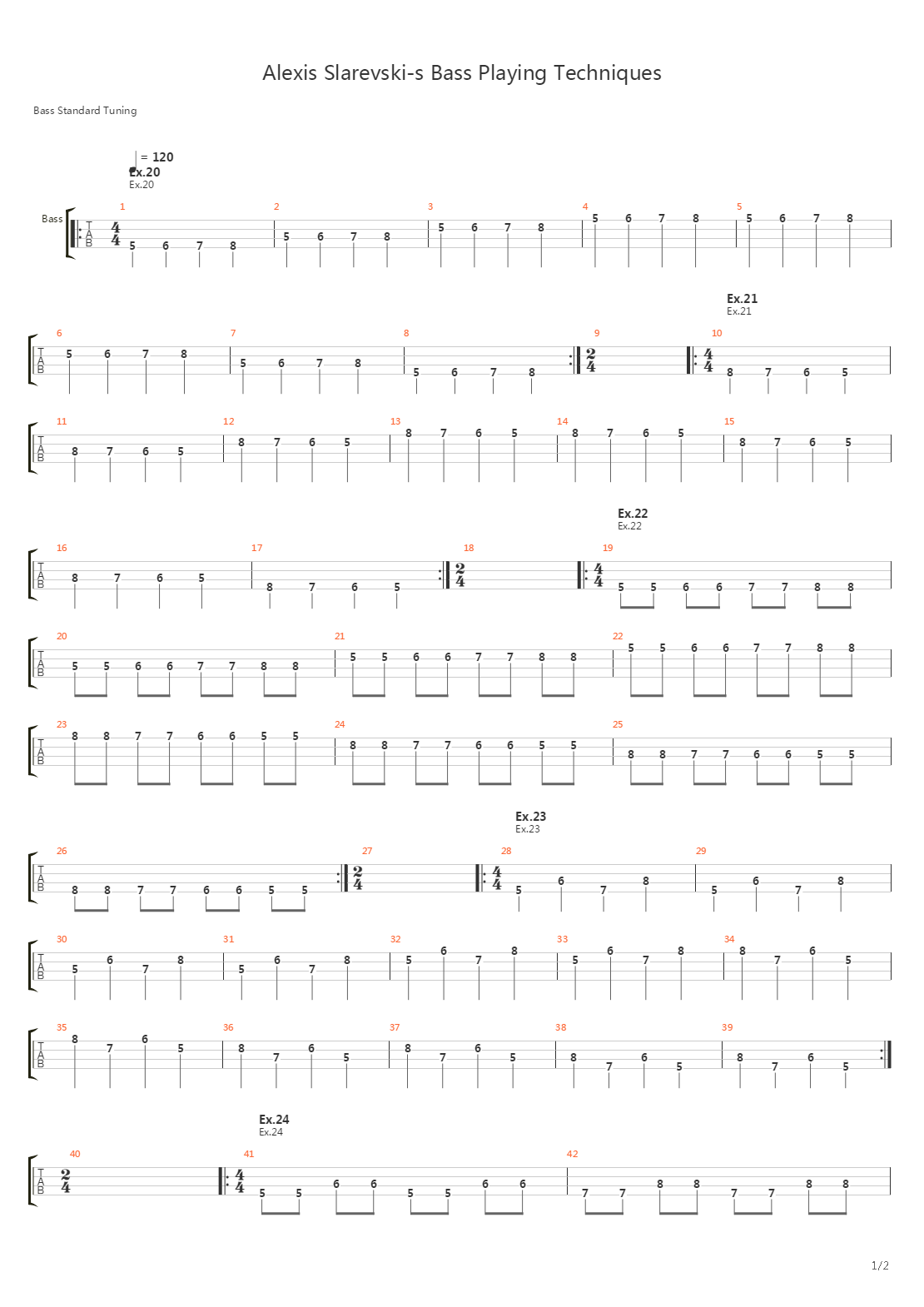 贝司练习( Exercises) - Alexis Slarevski's  Playing Techniques Chapt吉他谱
