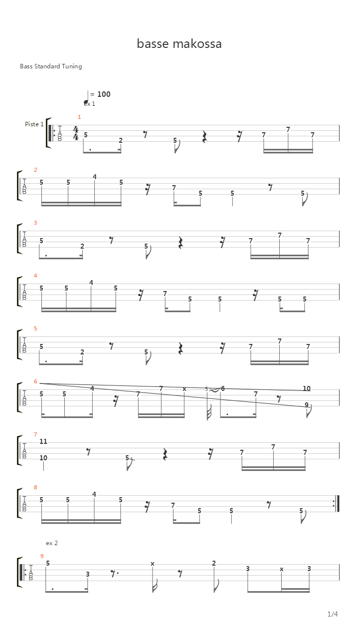 贝司练习( Exercises) -  MAKOSSA (5 exercices)吉他谱