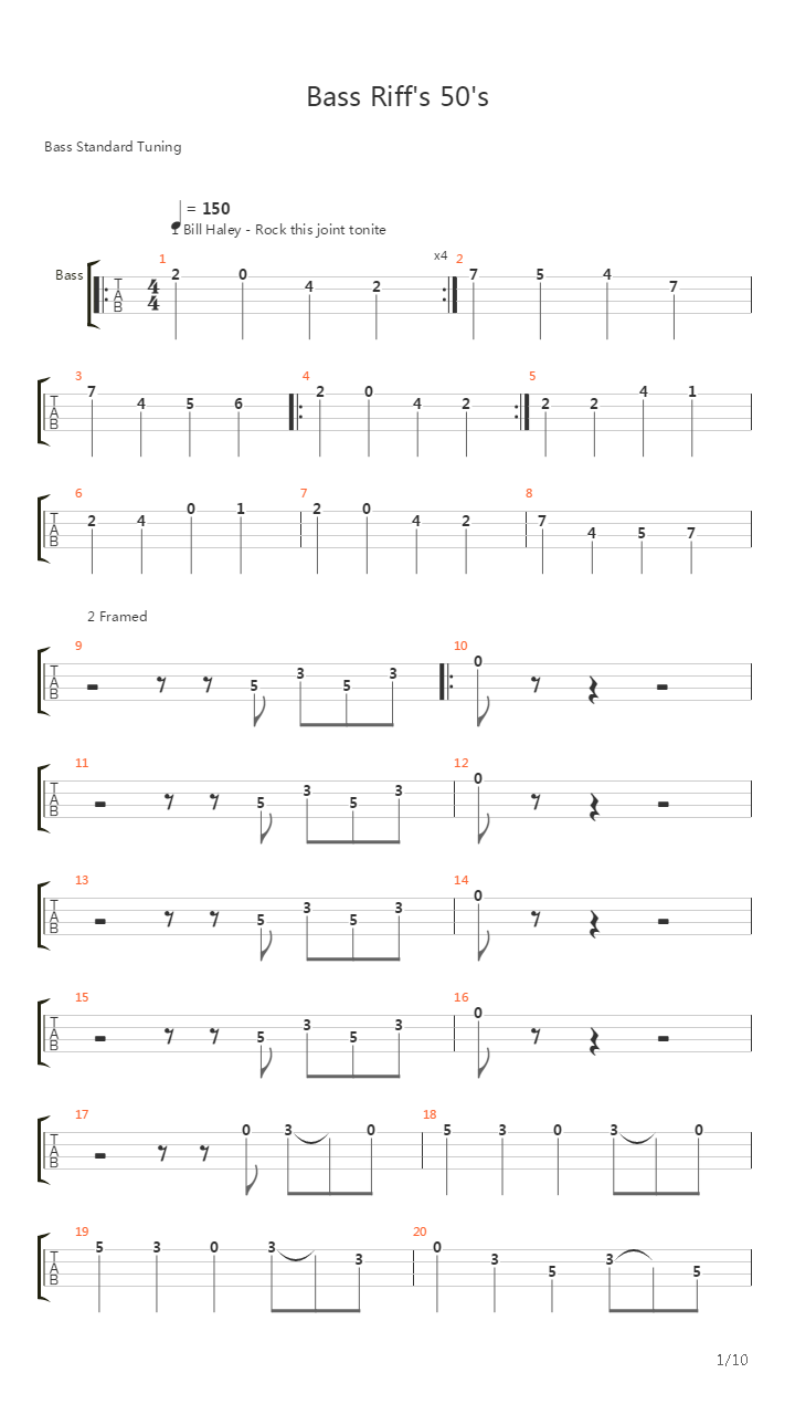 贝司练习( Exercises) -  Riff_'s 50_'s吉他谱