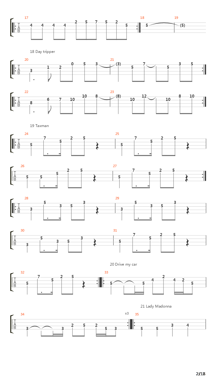 贝司练习( Exercises) -  Riff_'s 60_'s吉他谱