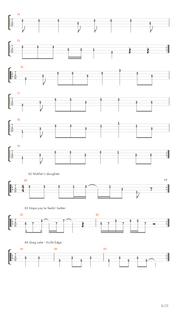 贝司练习( Exercises) -  Riff_'s 70_'s吉他谱