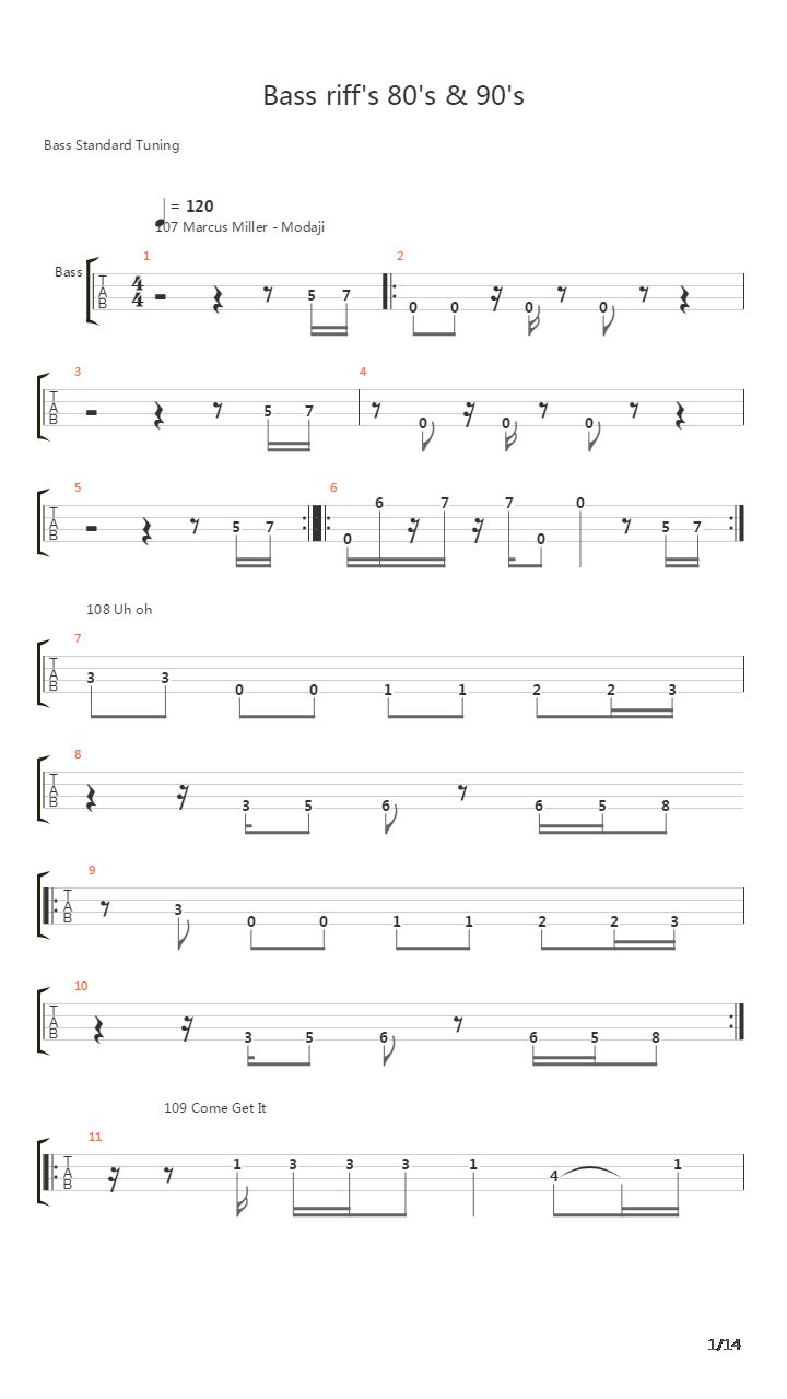 贝司练习( Exercises) -  Riff_'s 80_'s & 90_'s吉他谱