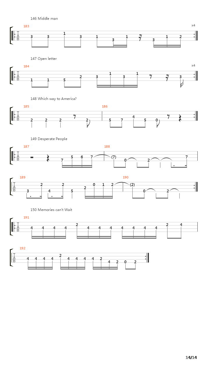 贝司练习( Exercises) -  Riff_'s 80_'s & 90_'s吉他谱