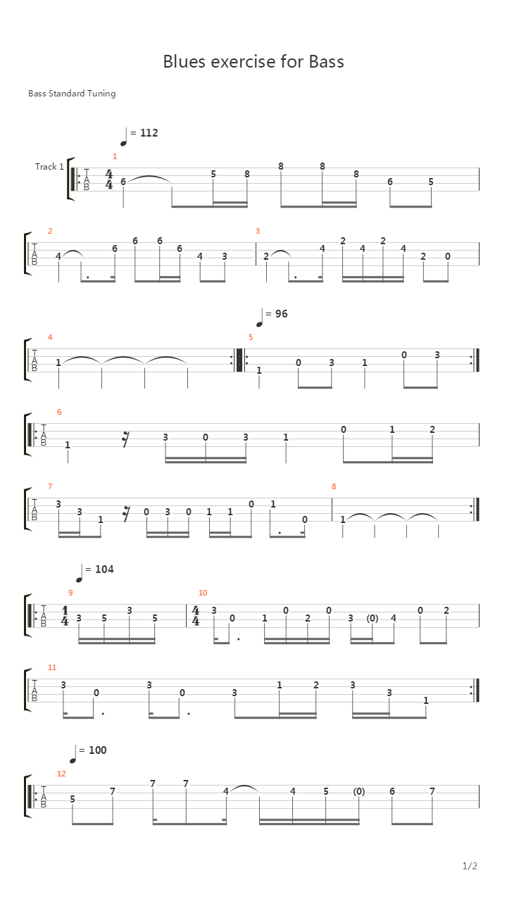 贝司练习( Exercises) - Blues Exercise吉他谱