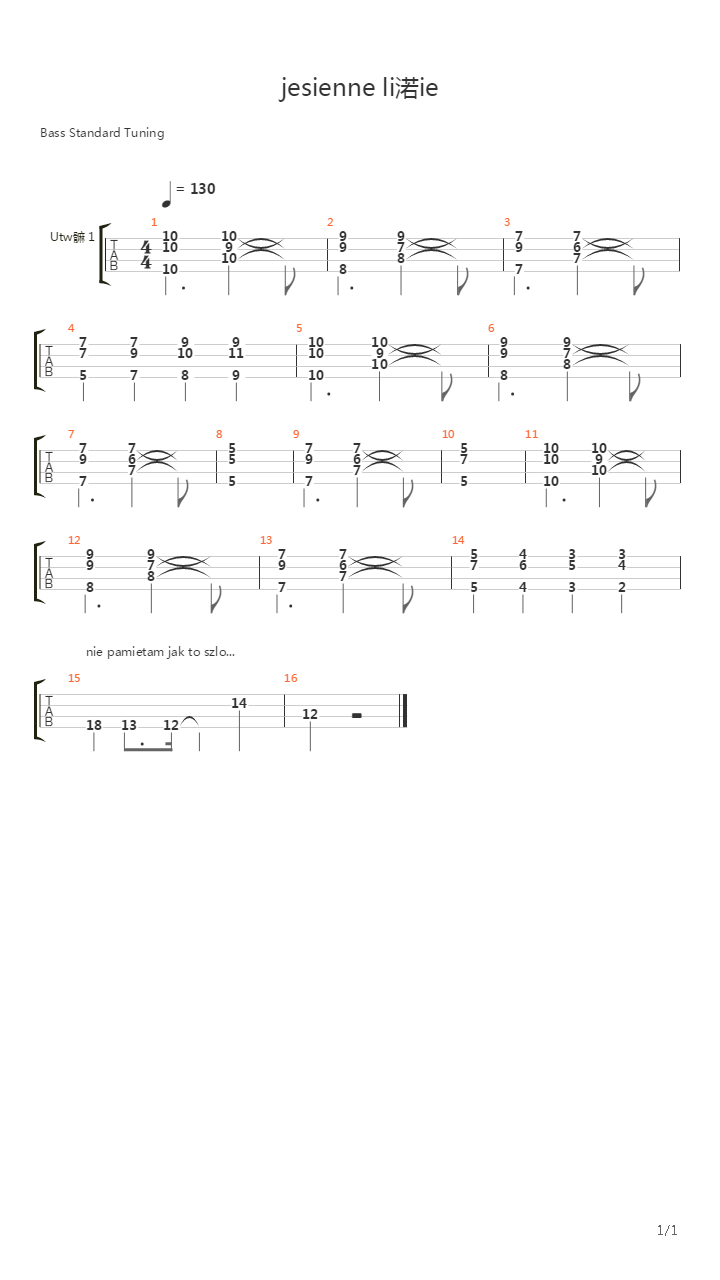 贝司练习( Exercises) - jesienne liscie吉他谱