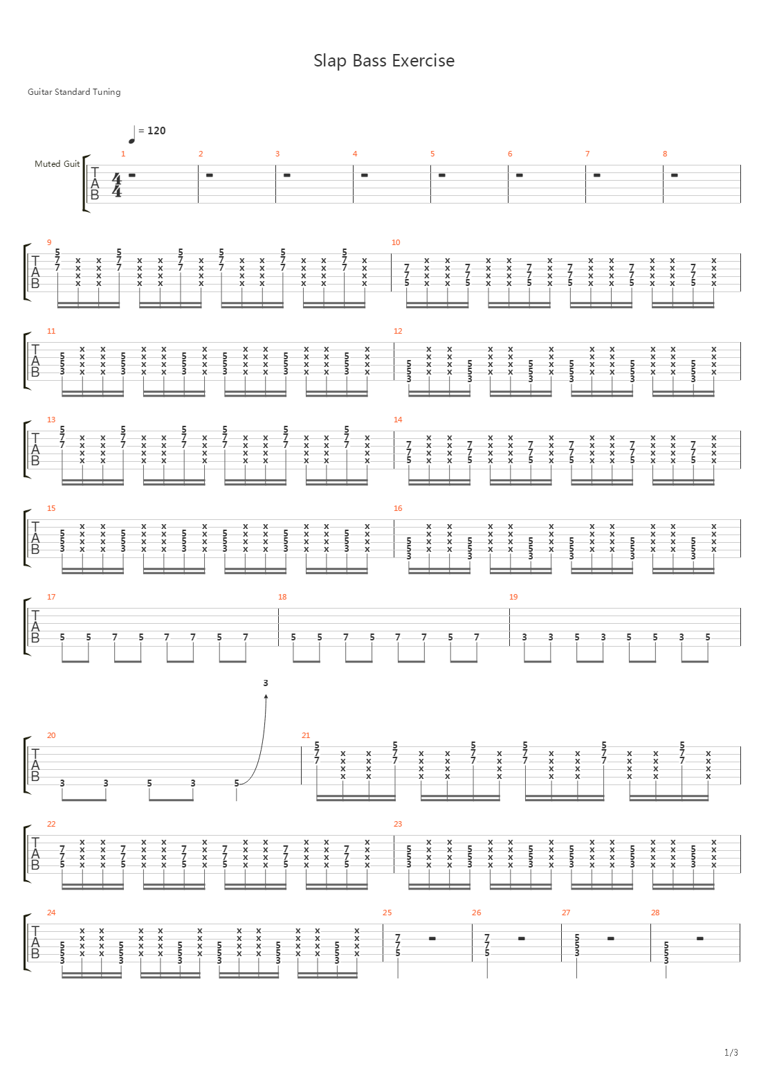贝司练习( Exercises) - Slap  Exercise吉他谱