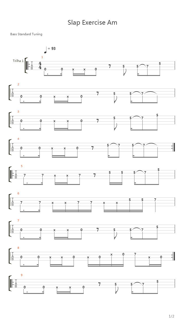贝司练习( Exercises) - Slap in Am吉他谱