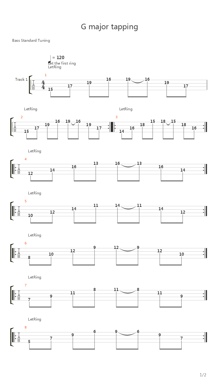点弦练习 - G Major Tapping吉他谱