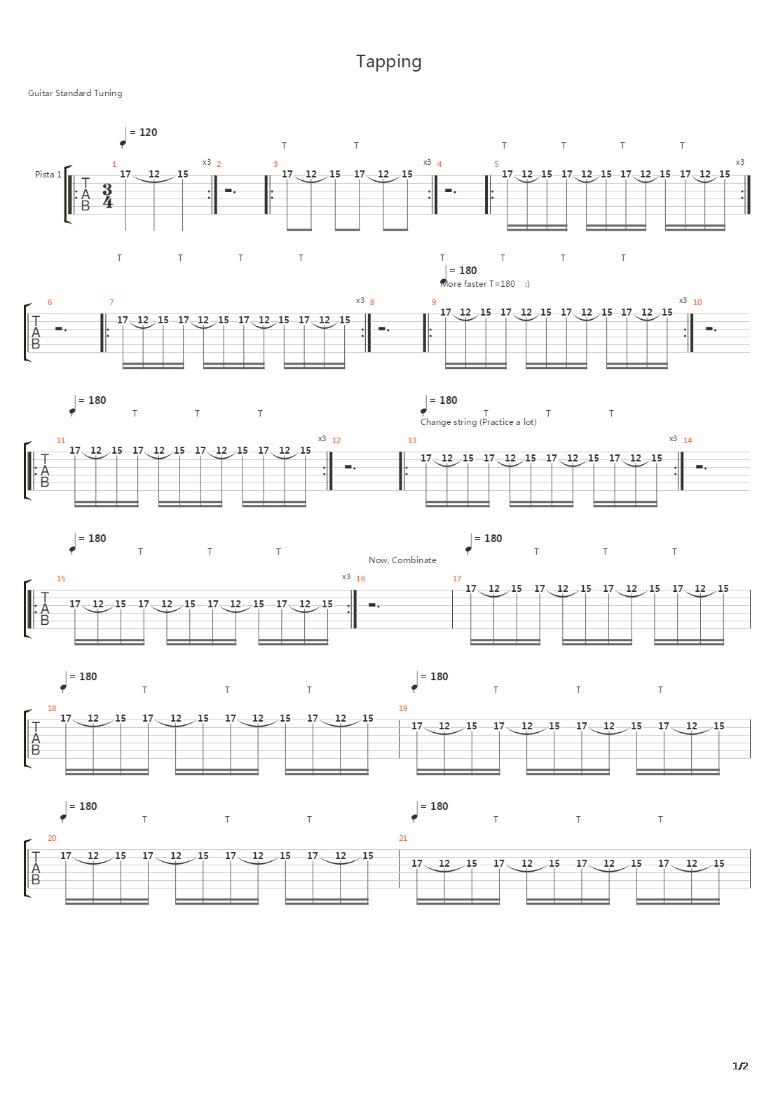 点弦练习 - Tapping Exercise吉他谱