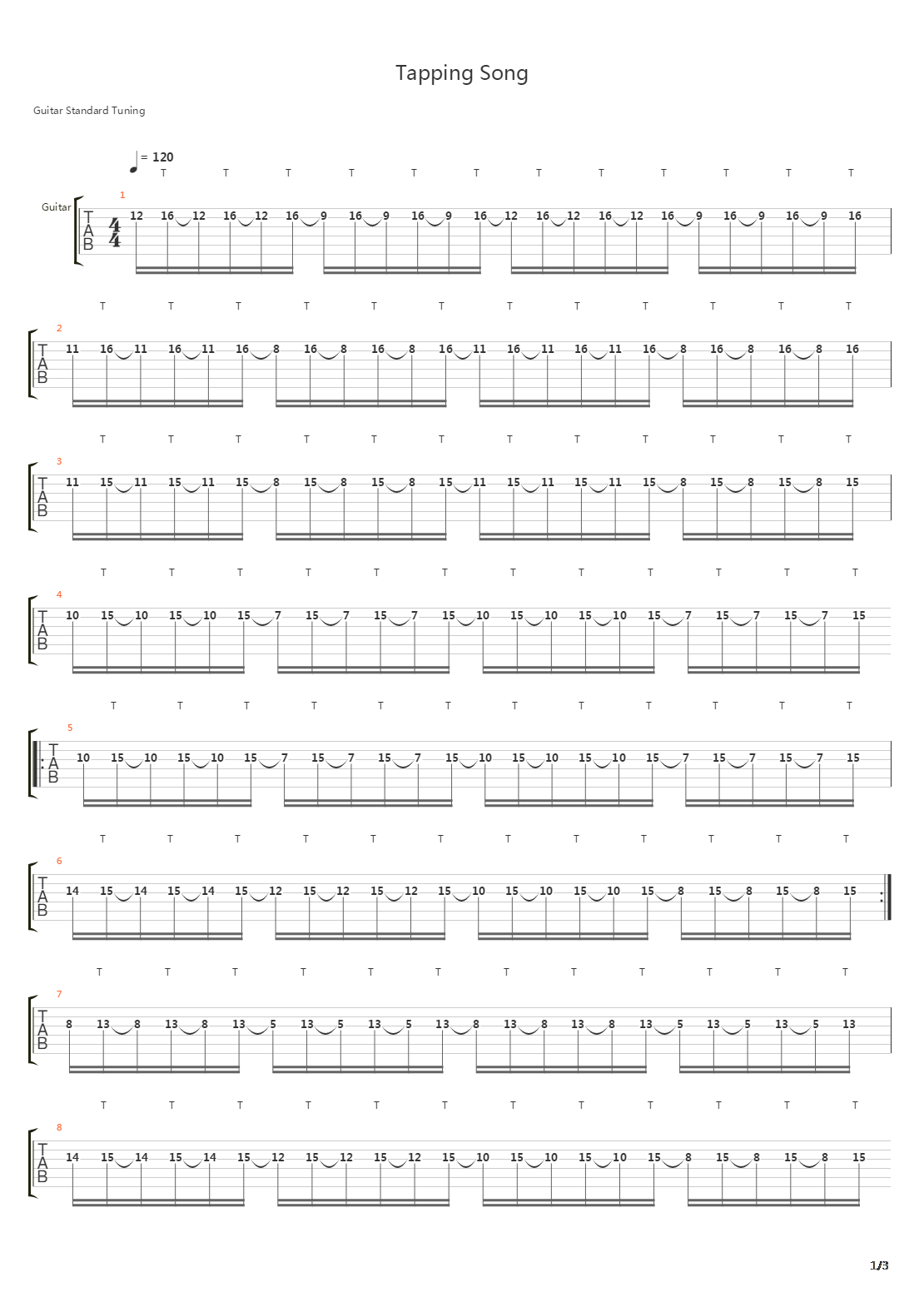 点弦练习 - Tapping Song吉他谱