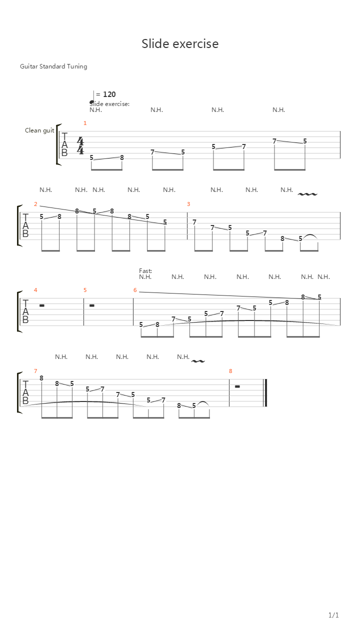 滑弦练习 - slide exercise吉他谱