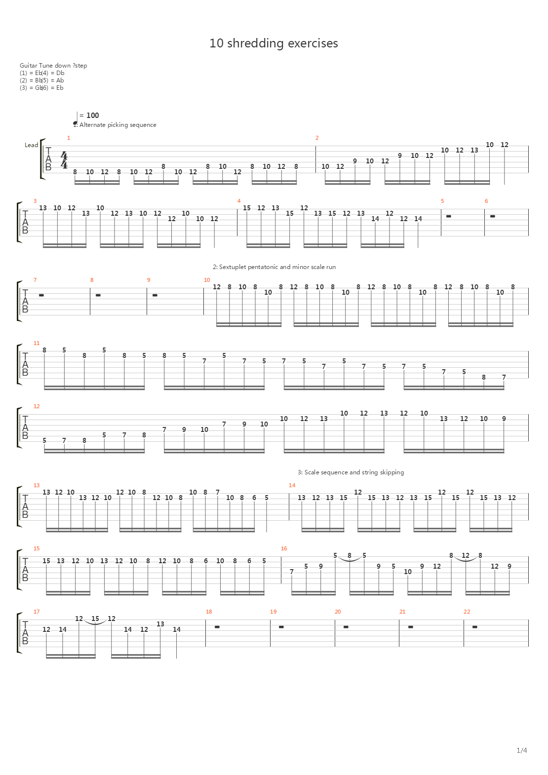 速弹练习(Shred) - 10 Shredding Exercises吉他谱