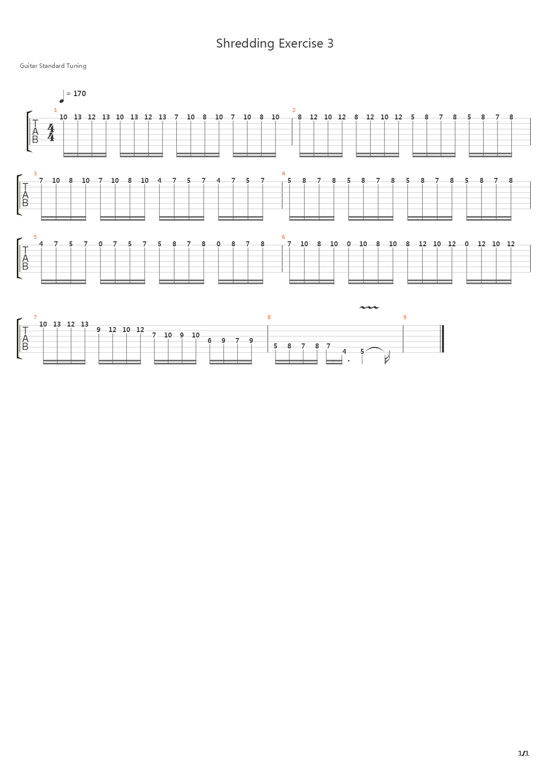 速弹练习(Shred) - Shredding Exercise 3吉他谱