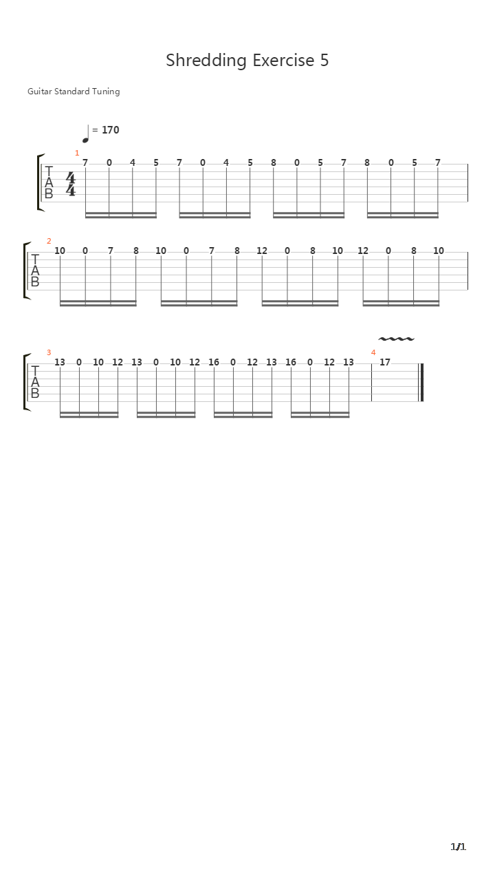 速弹练习(Shred) - Shredding Exercise 5吉他谱