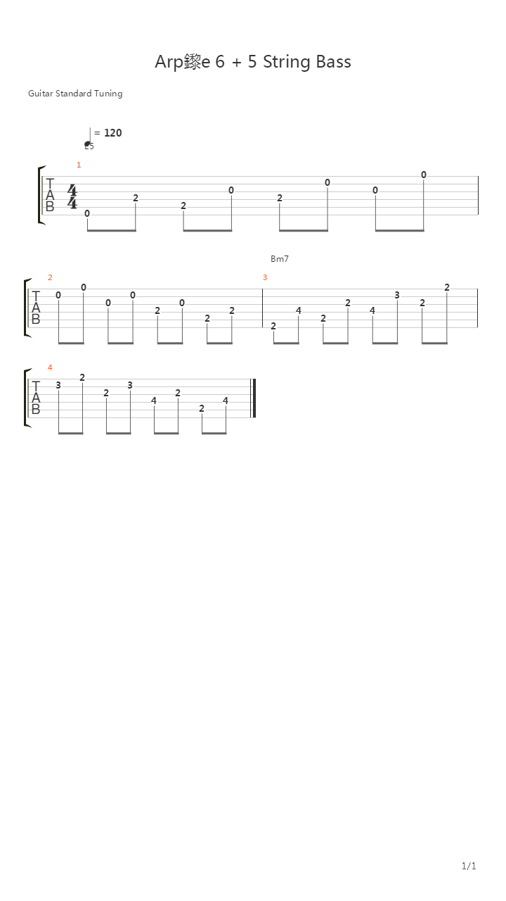 音阶练习&琶音练习 - Arpeggios 6  5 String吉他谱