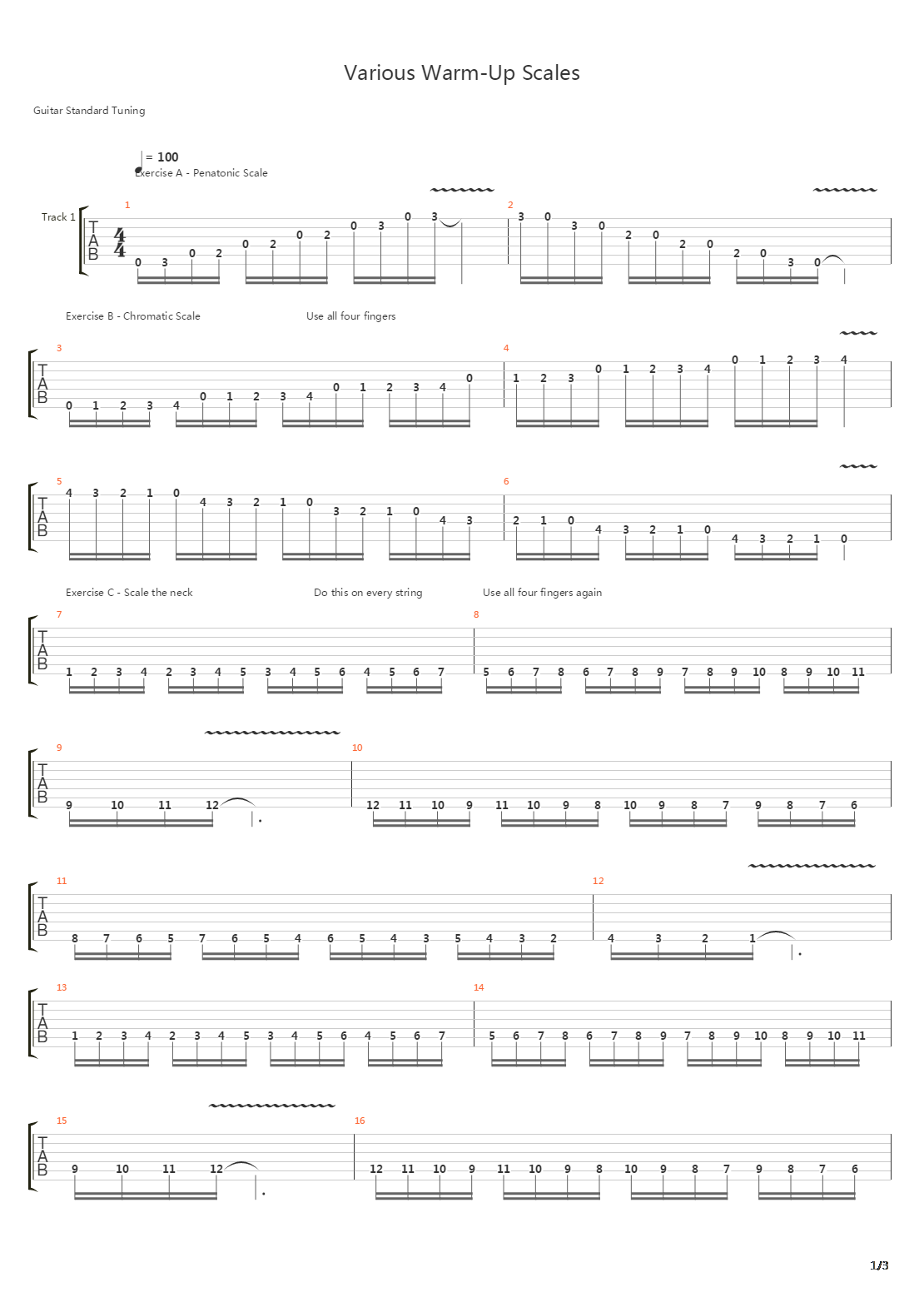 音阶练习&琶音练习 - Various Warm-up Scales - Scales And Arpeggios吉他谱