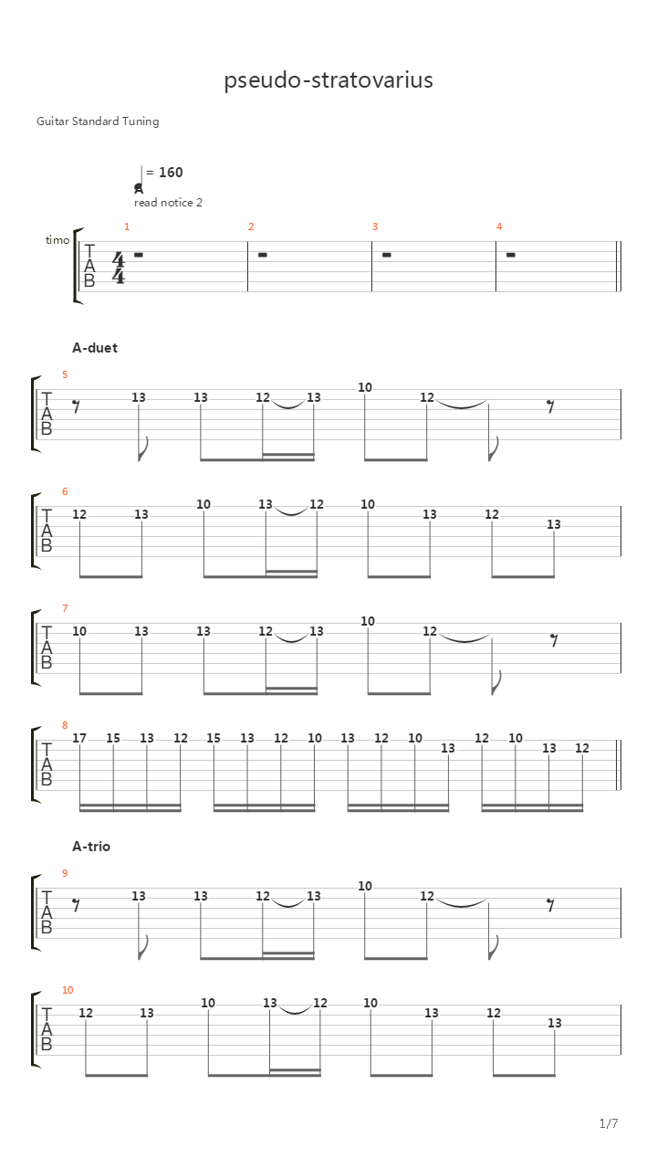 重金属练习 - Heavy Metal Guitar School - Pseudo-Stratovarius吉他谱
