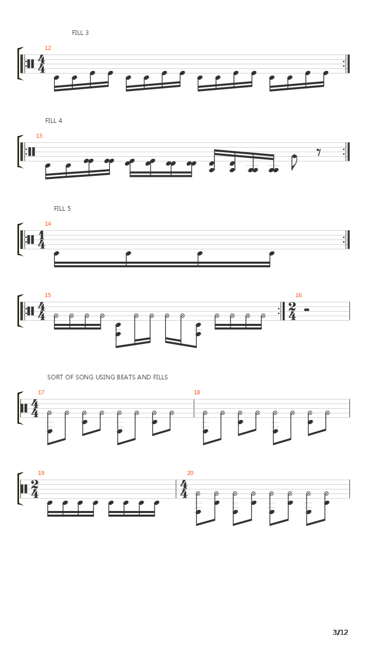 架子鼓练习 - Drum excercises, fills and beats吉他谱