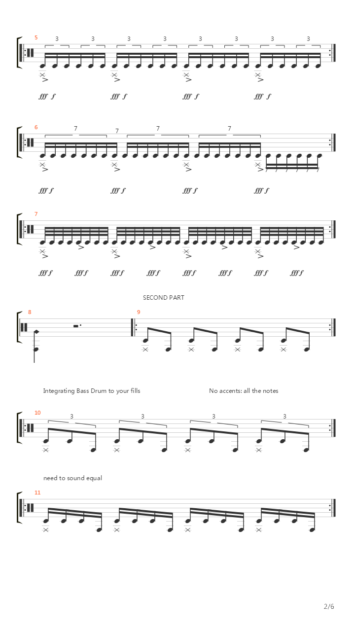 架子鼓练习 - Drums - Fill and s patterns吉他谱