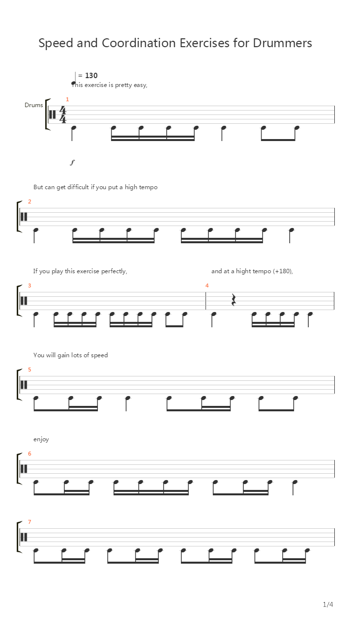 架子鼓练习 - Speed And Coordination Exercises吉他谱