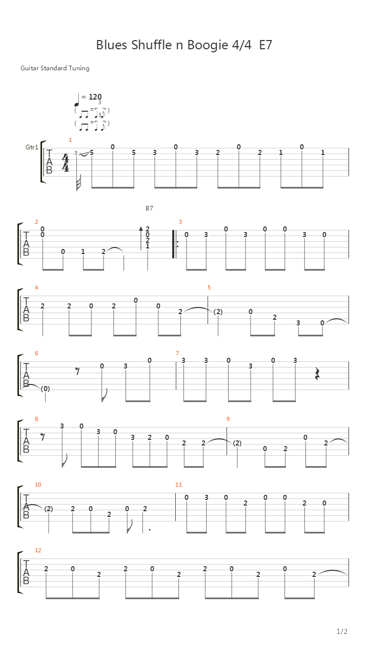 布鲁斯练习 - A Blues Shuffle n Booggie吉他谱