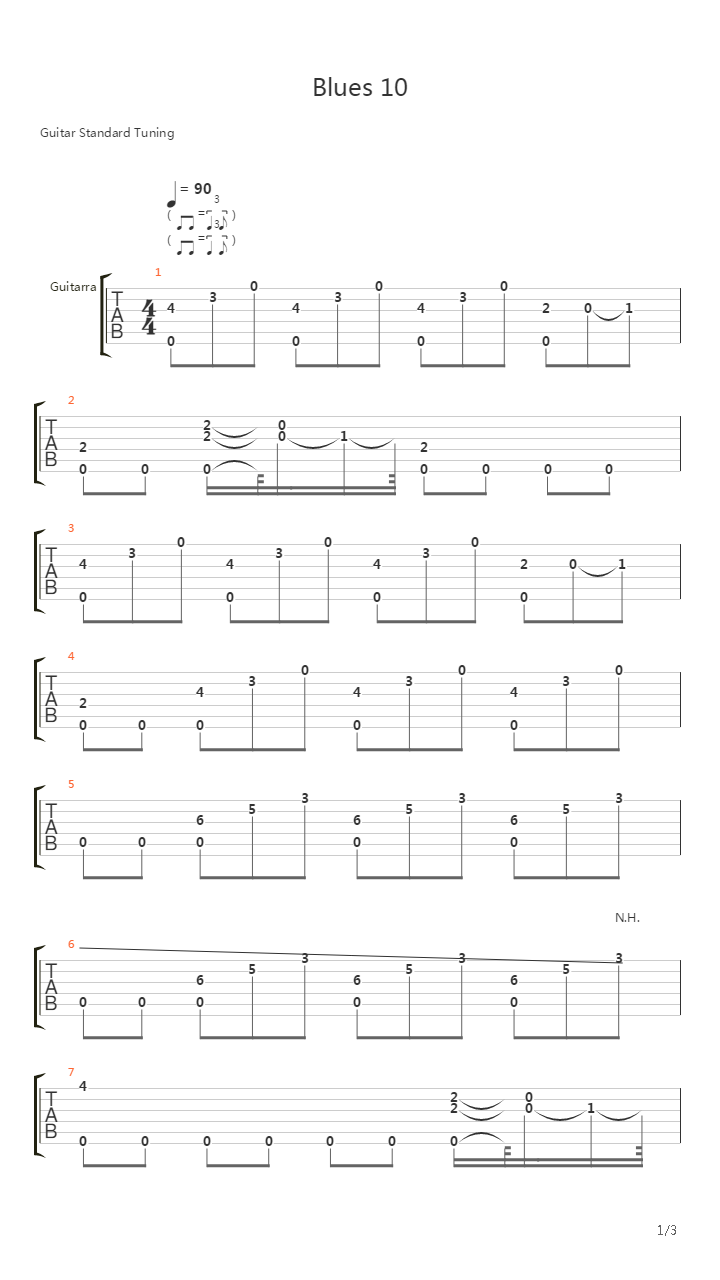 布鲁斯练习 - Blues 10吉他谱