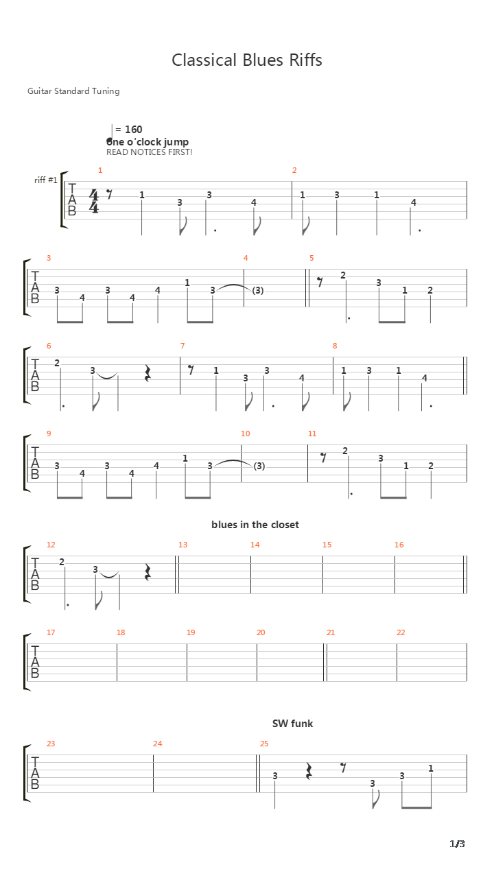 布鲁斯练习 - Classical Blues Riffs吉他谱