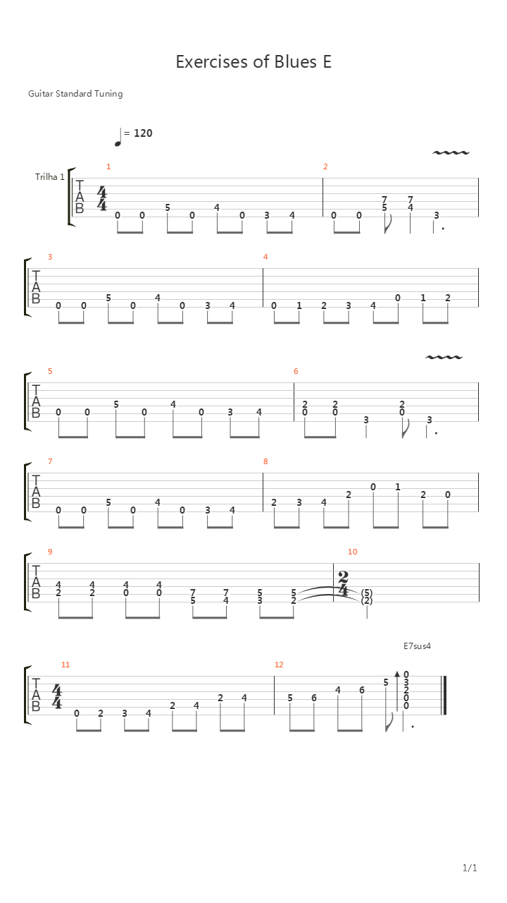 布鲁斯练习 - Exercise of Blues E吉他谱