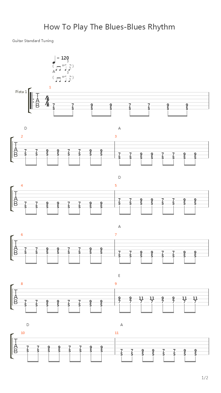 布鲁斯练习 - How To Play The Blues-Blues Rhythm吉他谱