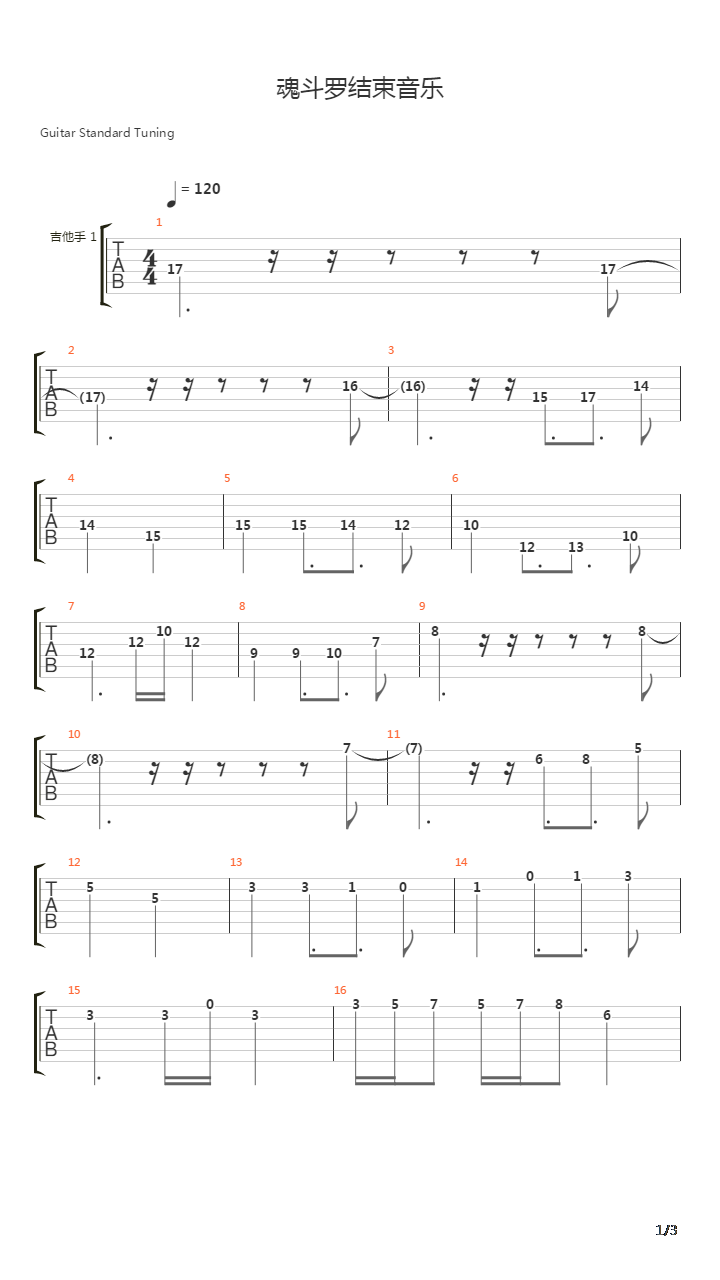 魂斗罗 - 结束吉他谱