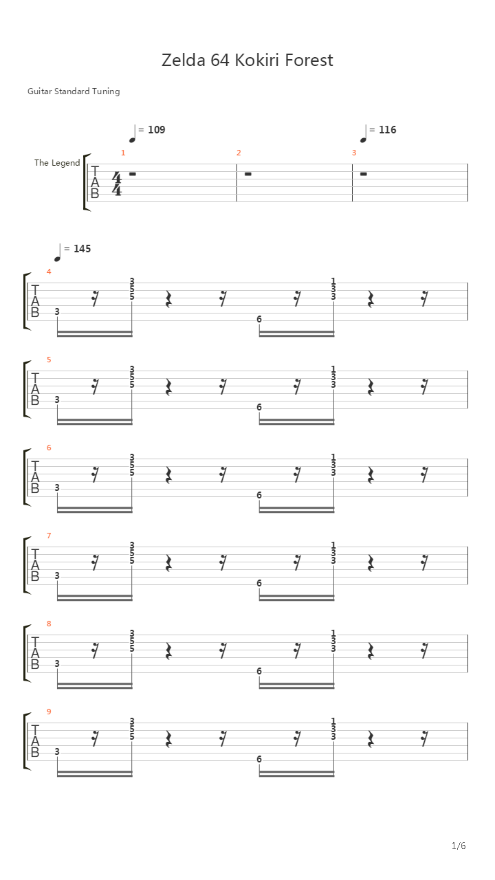 塞尔达 64 Kokiri Forest吉他谱