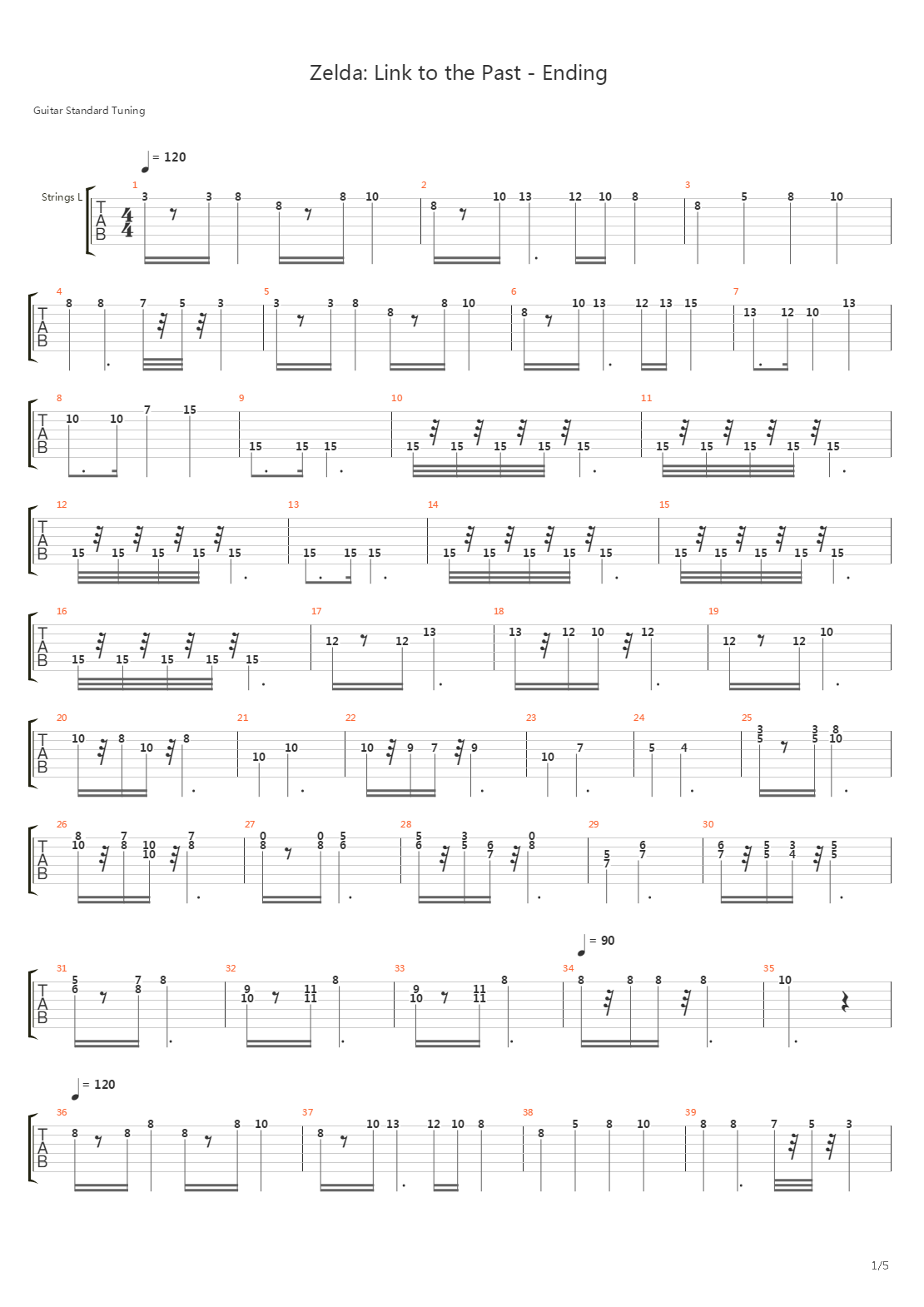 塞尔达 III Ending Theme吉他谱