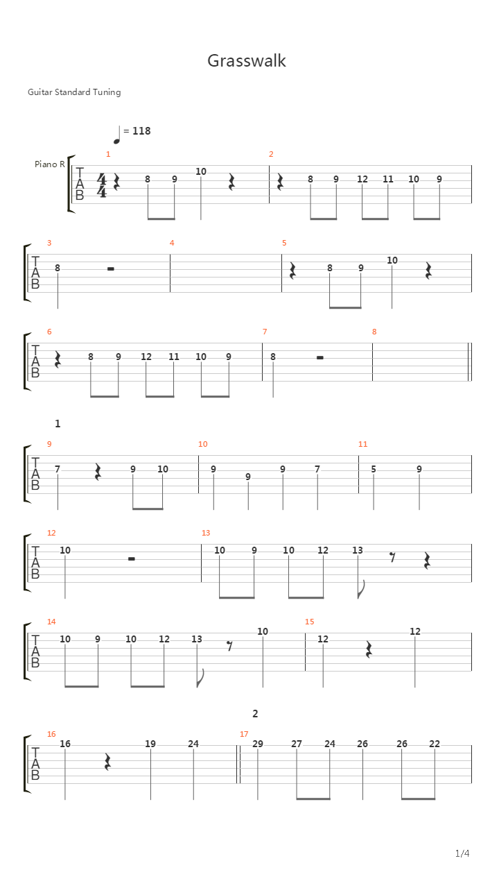 植物大战僵尸 - Grasswalk吉他谱