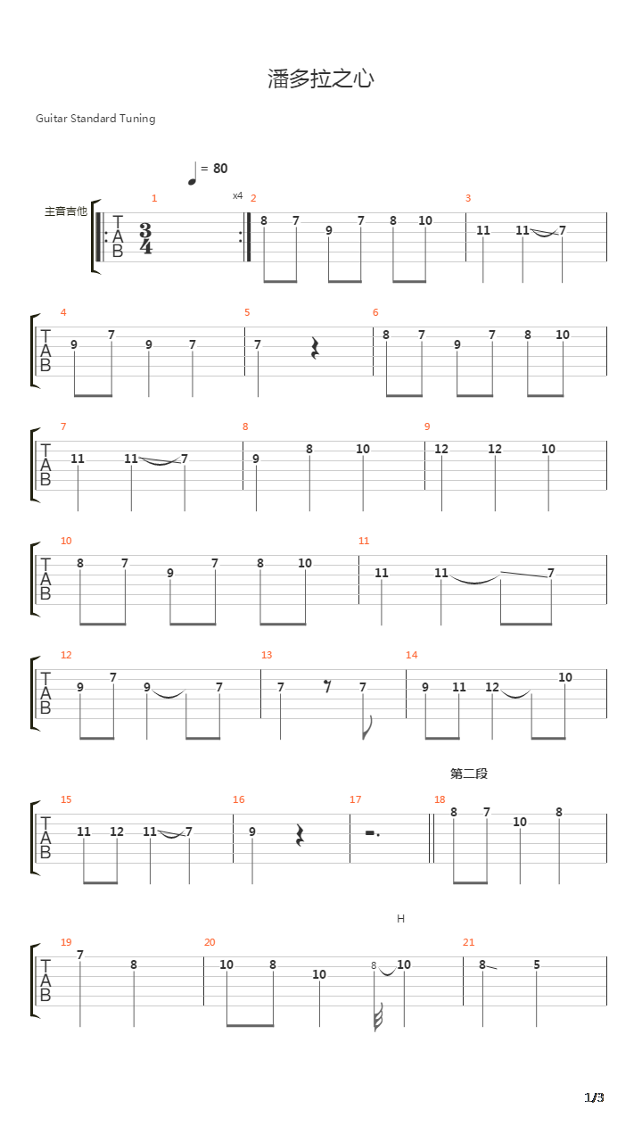 潘多拉之心 - Melody(吉他版)吉他谱