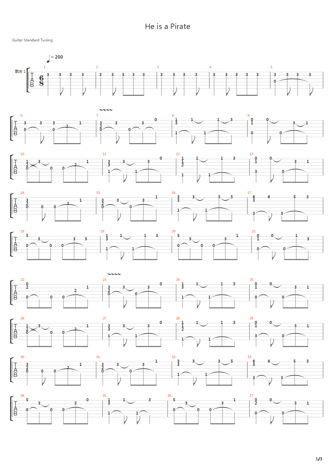 加勒比海盗 - He's a Pirate吉他谱