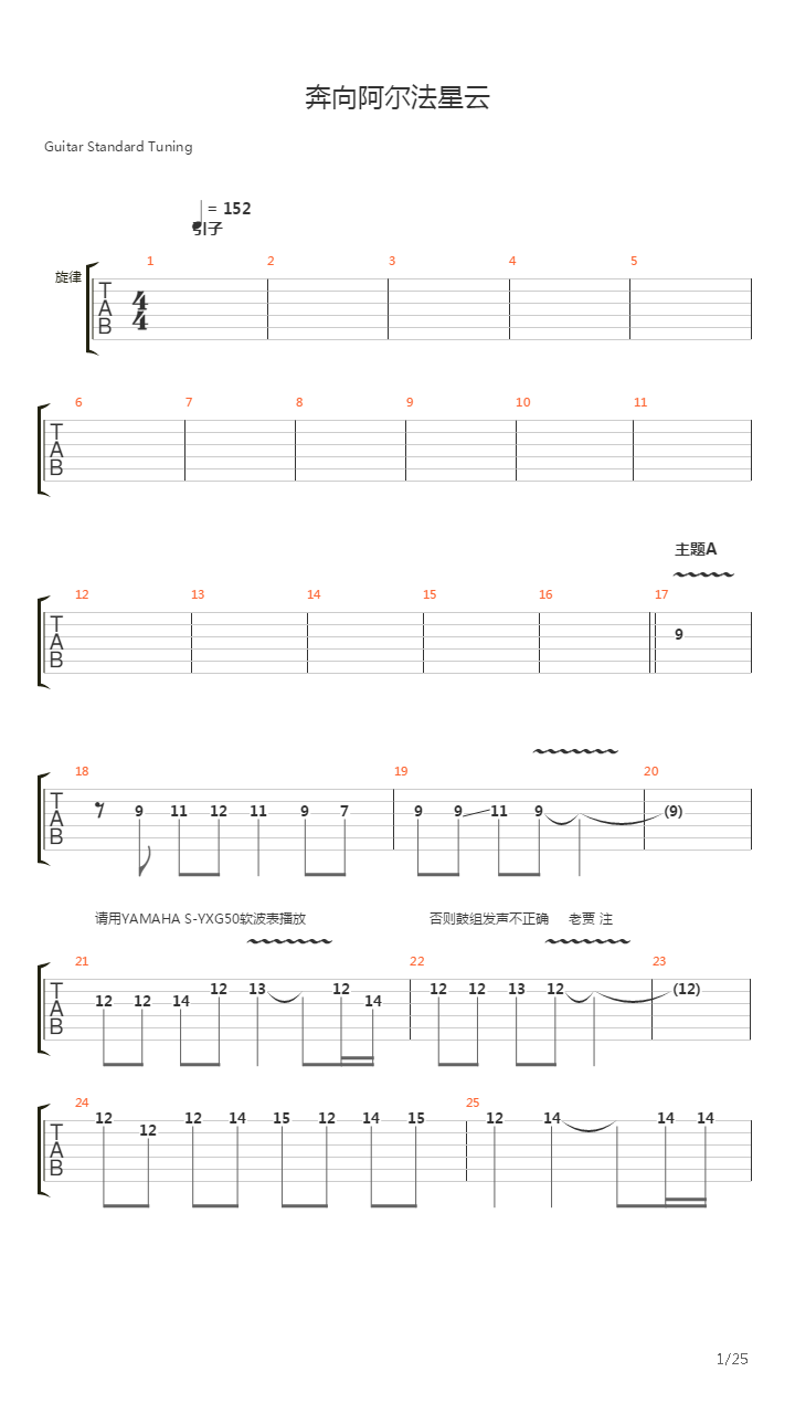 奔向阿尔法星云吉他谱