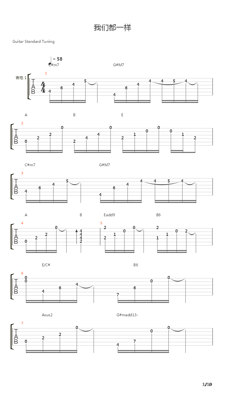 我们都一样吉他谱