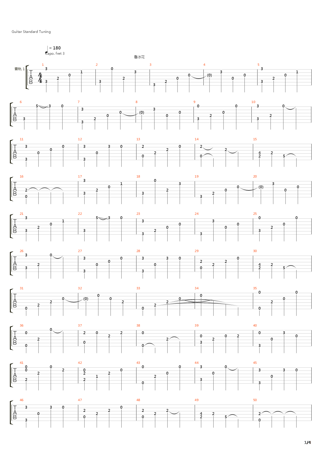 鲁冰花吉他谱