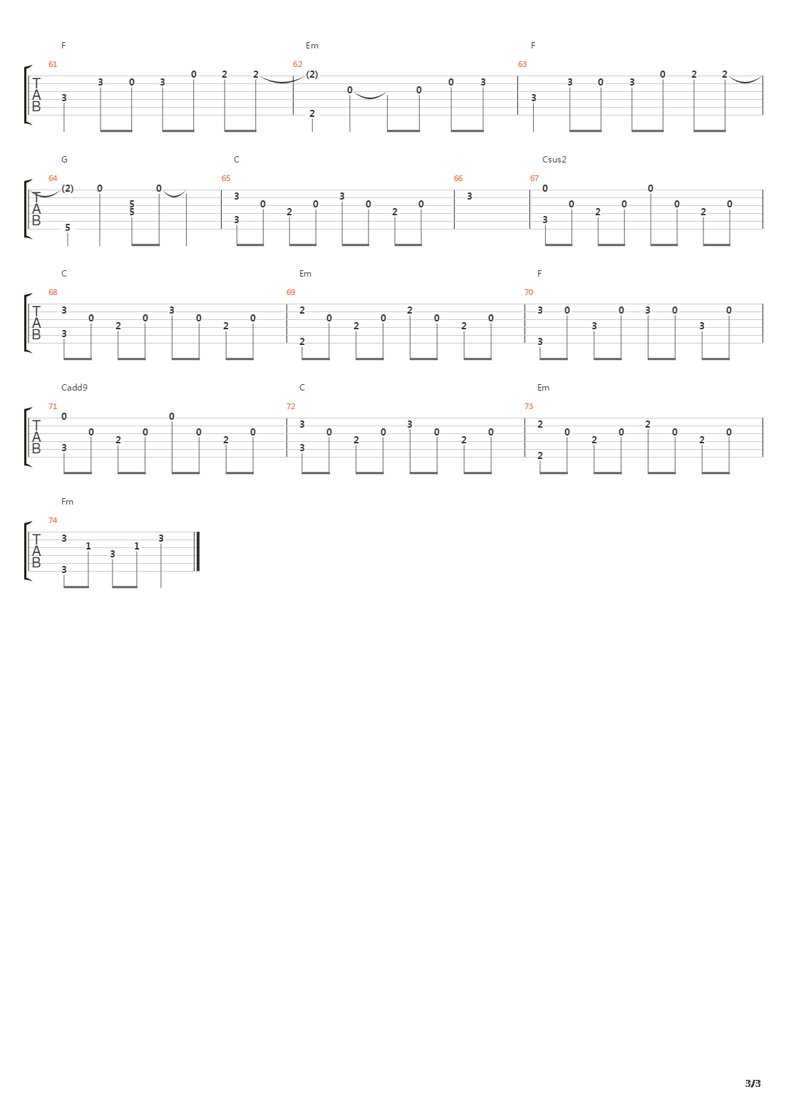 小情歌吉他谱