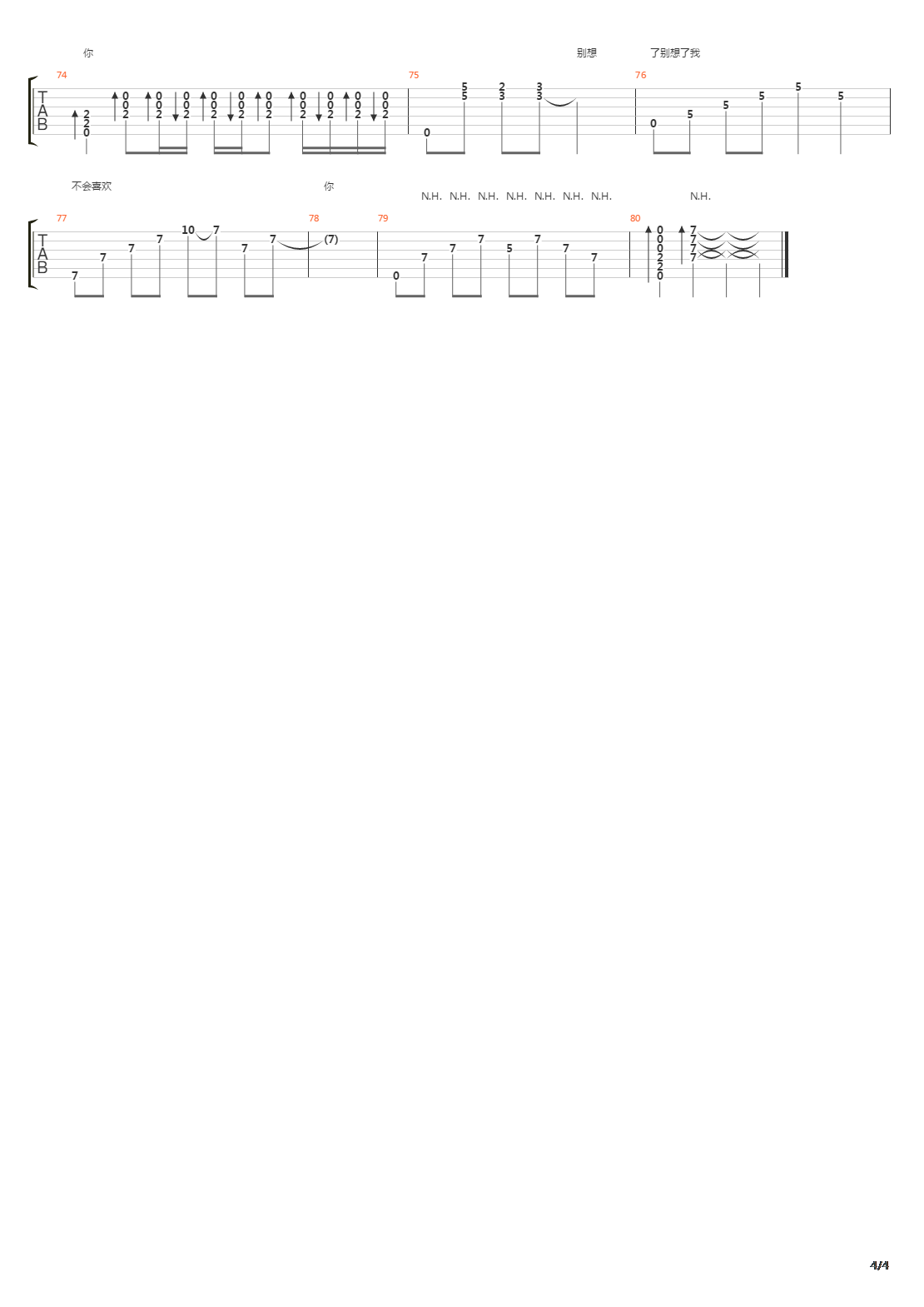 我不会喜欢你(我可能不会爱你主题曲)吉他谱
