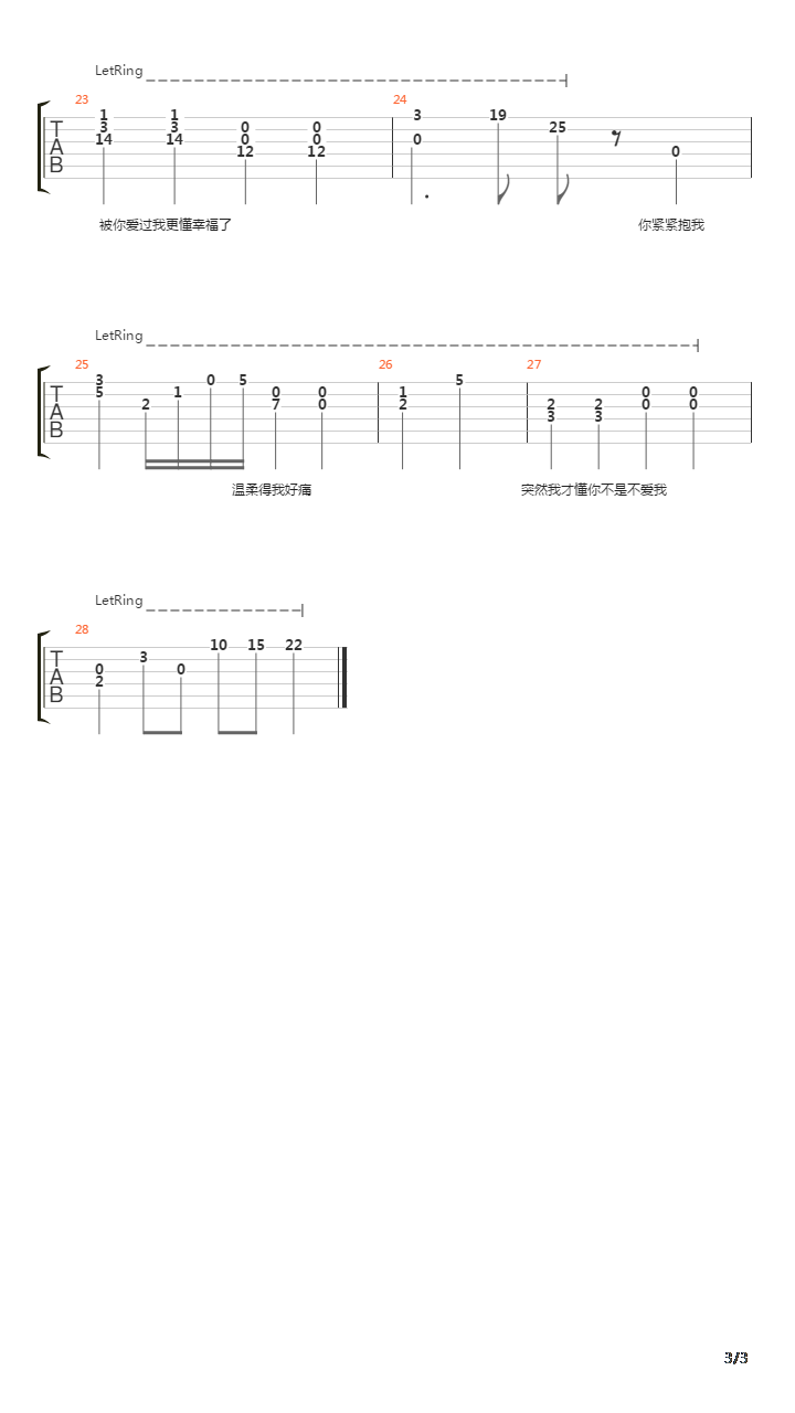 被你爱过我很快乐吉他谱