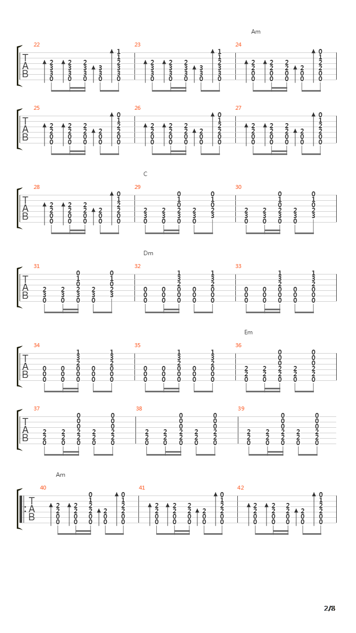 追捕 - 主题曲 杜丘之歌吉他谱